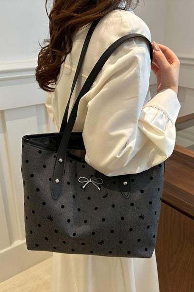 Bow Trim Polyester Tote Bag