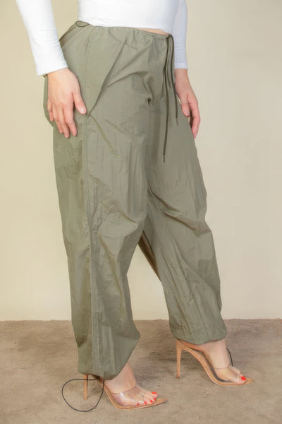 Drawstring Waist Parachute Pants