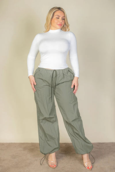 Drawstring Waist Parachute Pants