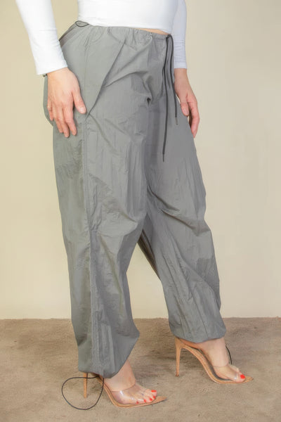 Drawstring Waist Parachute Pants