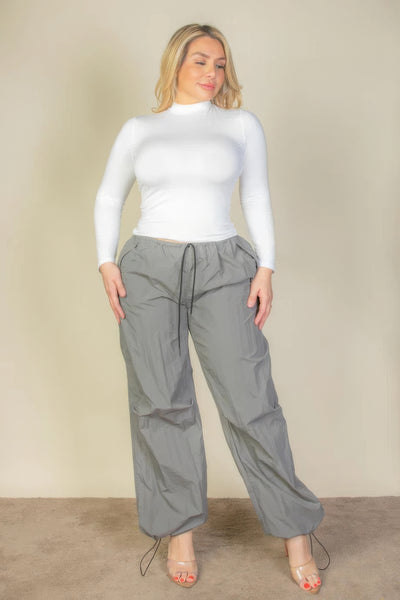 Drawstring Waist Parachute Pants