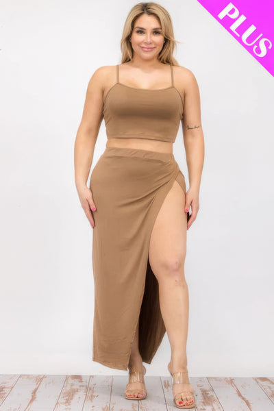 Crop Cami & Split Thigh Maxi Skirt Set