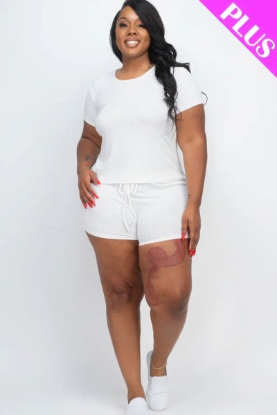 Ribbed Short Sleeve Top & Shorts Set