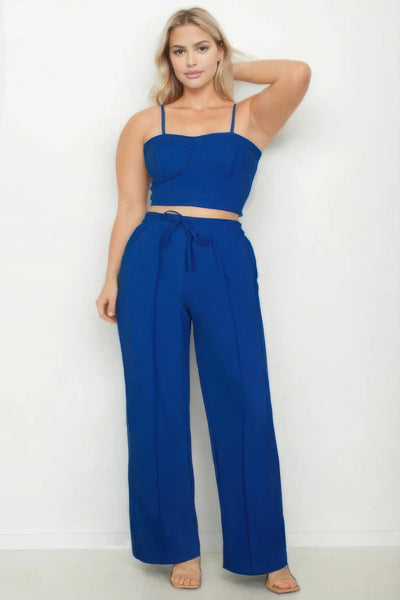 Bustier Crop Cami Top & Slant Pocket Straight Pants