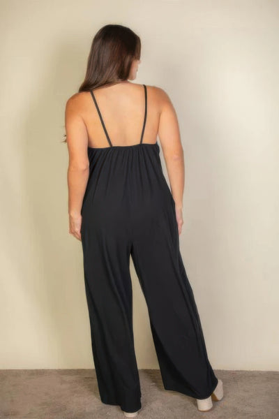 Spaghetti Strap Solid Wide Jumpsuit