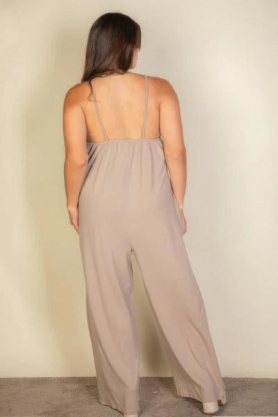 Spaghetti Strap Solid Wide Jumpsuit