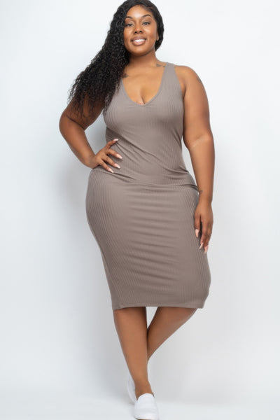 Ribbed Sleeveless Bodycon Midi Dress