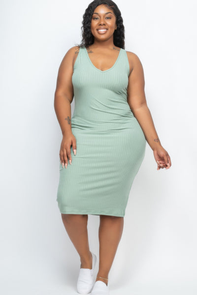 Ribbed Sleeveless Bodycon Midi Dress