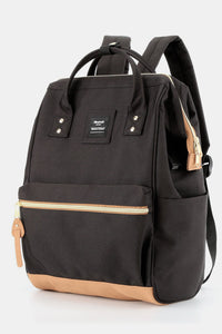 Himawari Contrast Waterproof Canvas Backpack Bag with Side Pockets