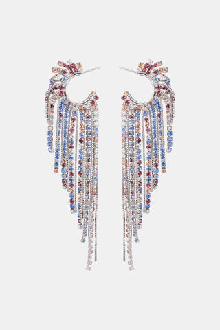 Fringed Rhinestone Zinc Alloy Dangle Earrings