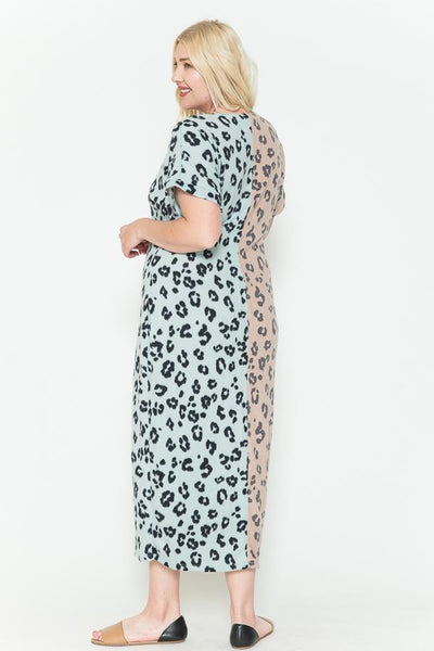 Front Slit Dolman Leopard Print Maxi Dress - FabulousFixx