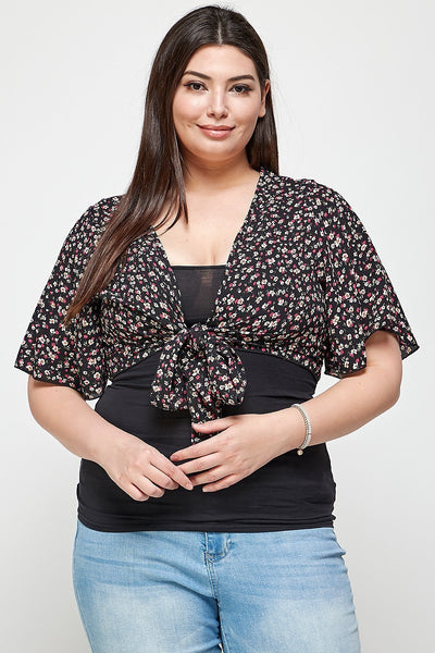 Junior Ditsy Floral Print Cropped Bolero Cardigan