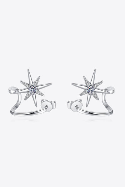 Moissanite Star Rhodium-Plated Earrings